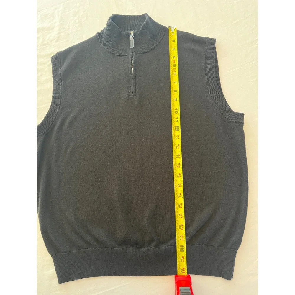Tour Play Mens Sweater Vest Quarter Zip Sleeveless Knit Mock Neck‎ Black Large
